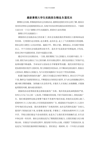 最新暑期大学生实践报告精选5篇范本