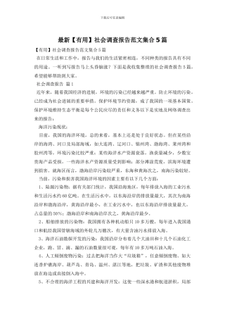 最新社会调查报告范文集合5篇
