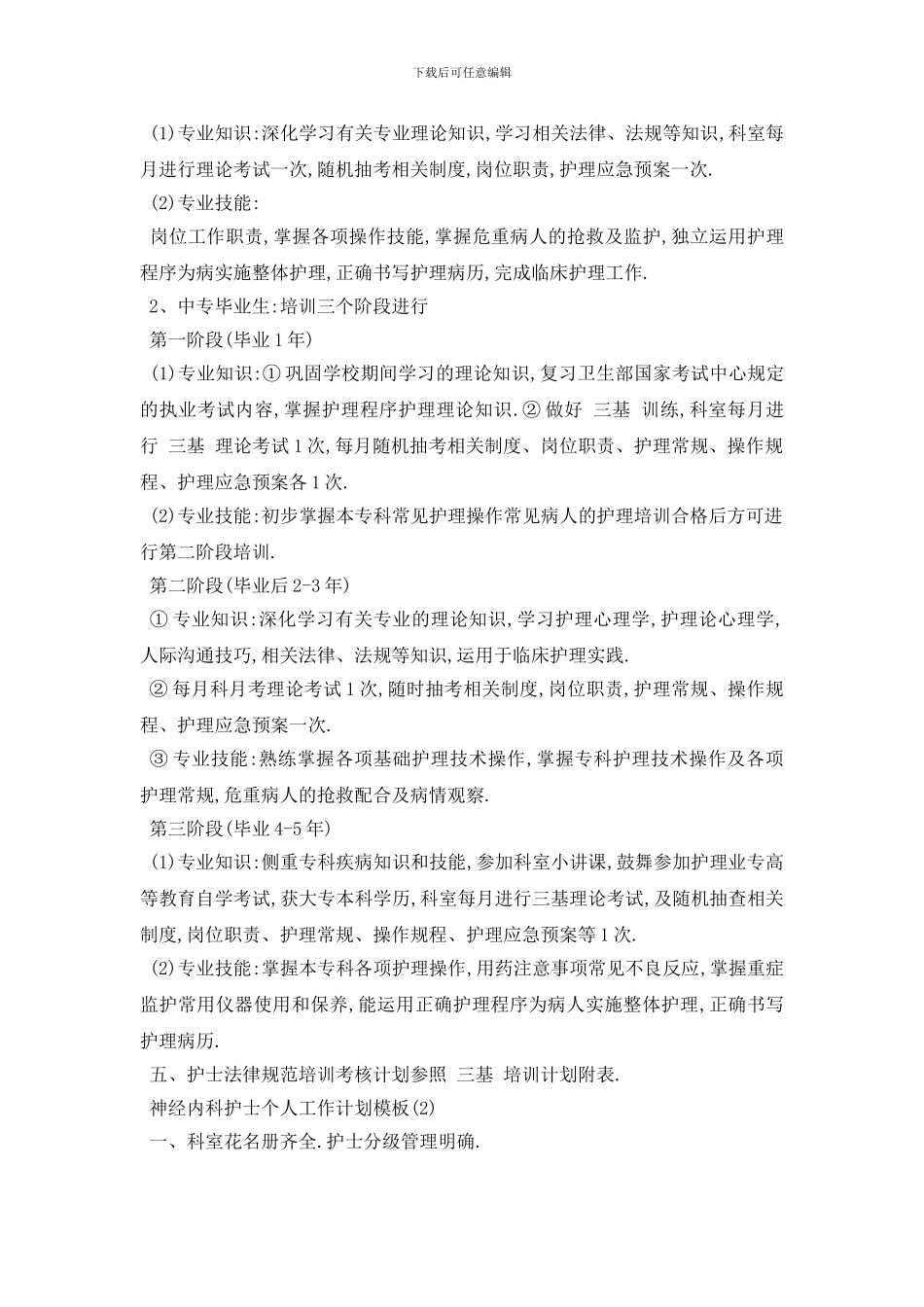 最新神经内科护士个人工作计划模板5篇_第2页