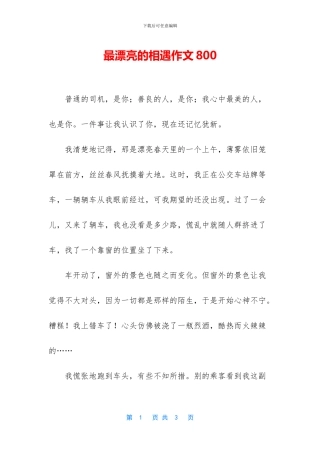 最美丽的相遇作文800