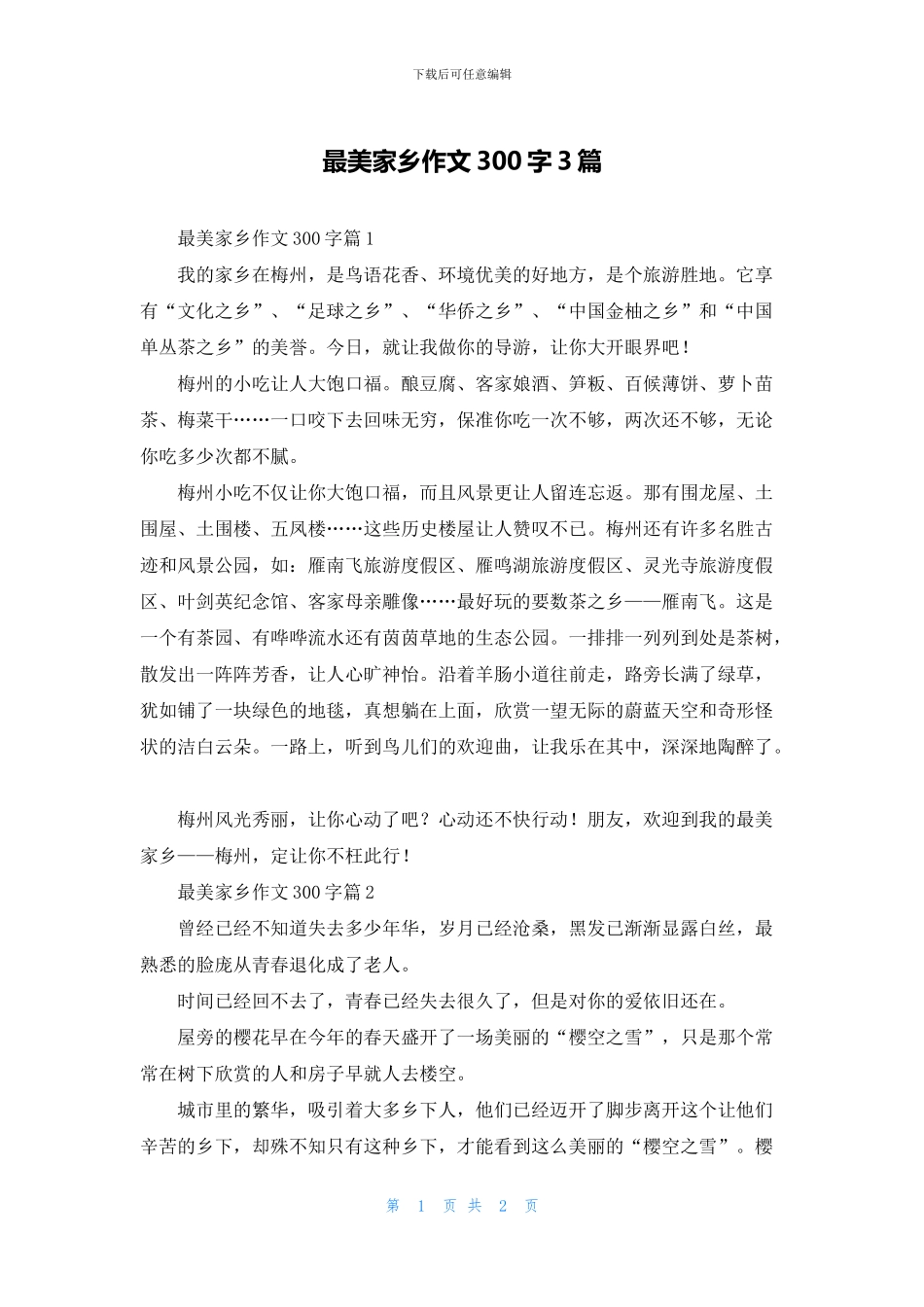 最美家乡作文300字3篇_第1页