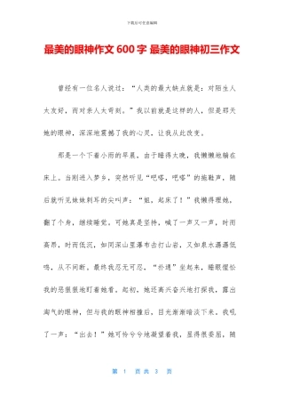 最美的眼神作文600字