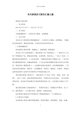 有关参观实习报告汇编七篇