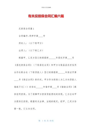 有关反担保合同汇编六篇