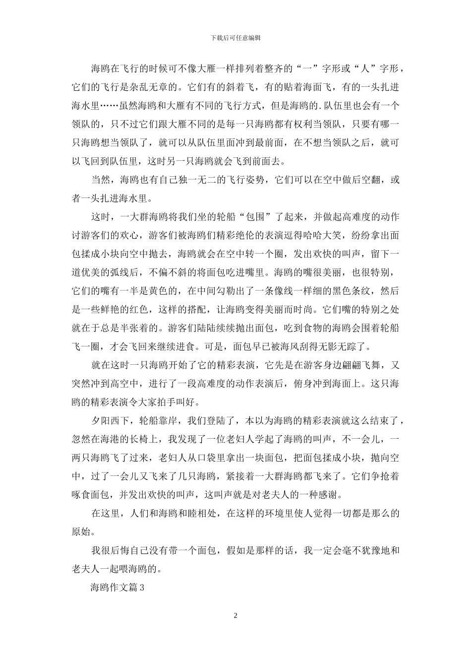 有关海鸥作文合集五篇_第2页