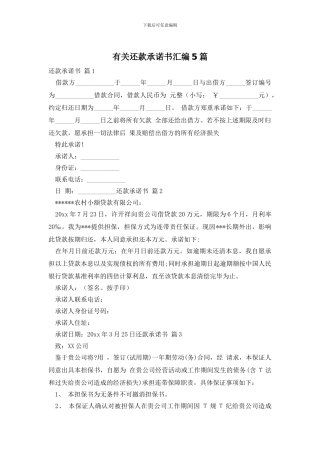 有关还款承诺书汇编5篇