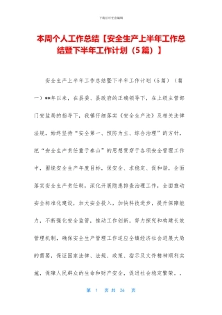 本周个人工作总结