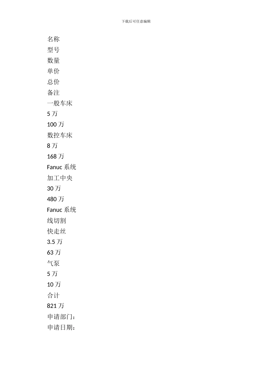 机电设备采购申请报告_第3页