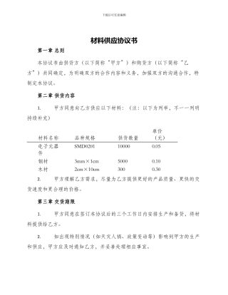 材料供应协议书