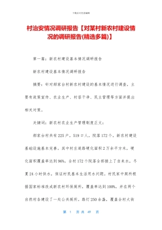 村治安情况调研报告