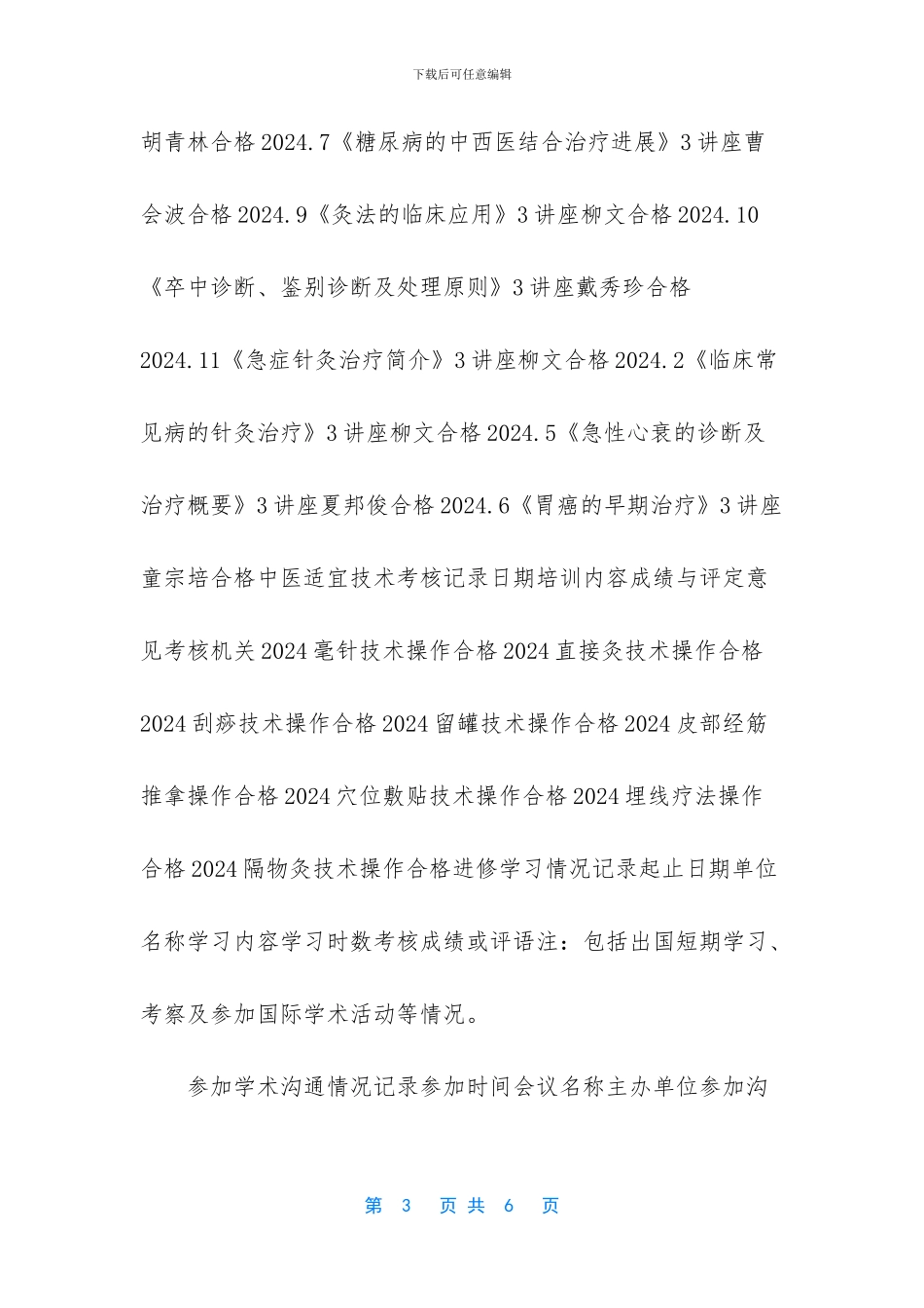 某中西医结合医院医务人员技术档案模板_第3页