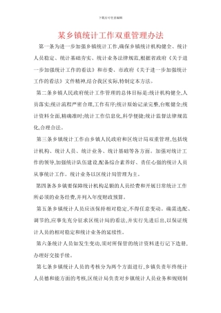 某乡镇统计工作双重管理办法