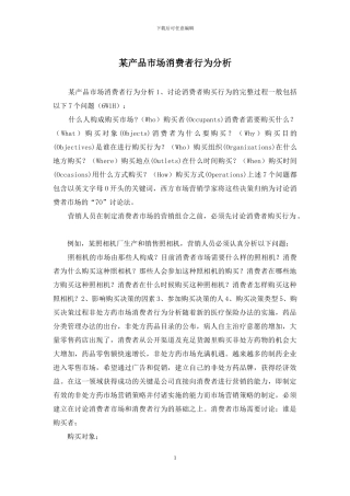 某产品市场消费者行为分析