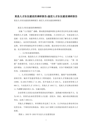 某县人才队伍建设的调研报告