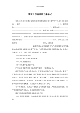 某项目市场调研方案格式