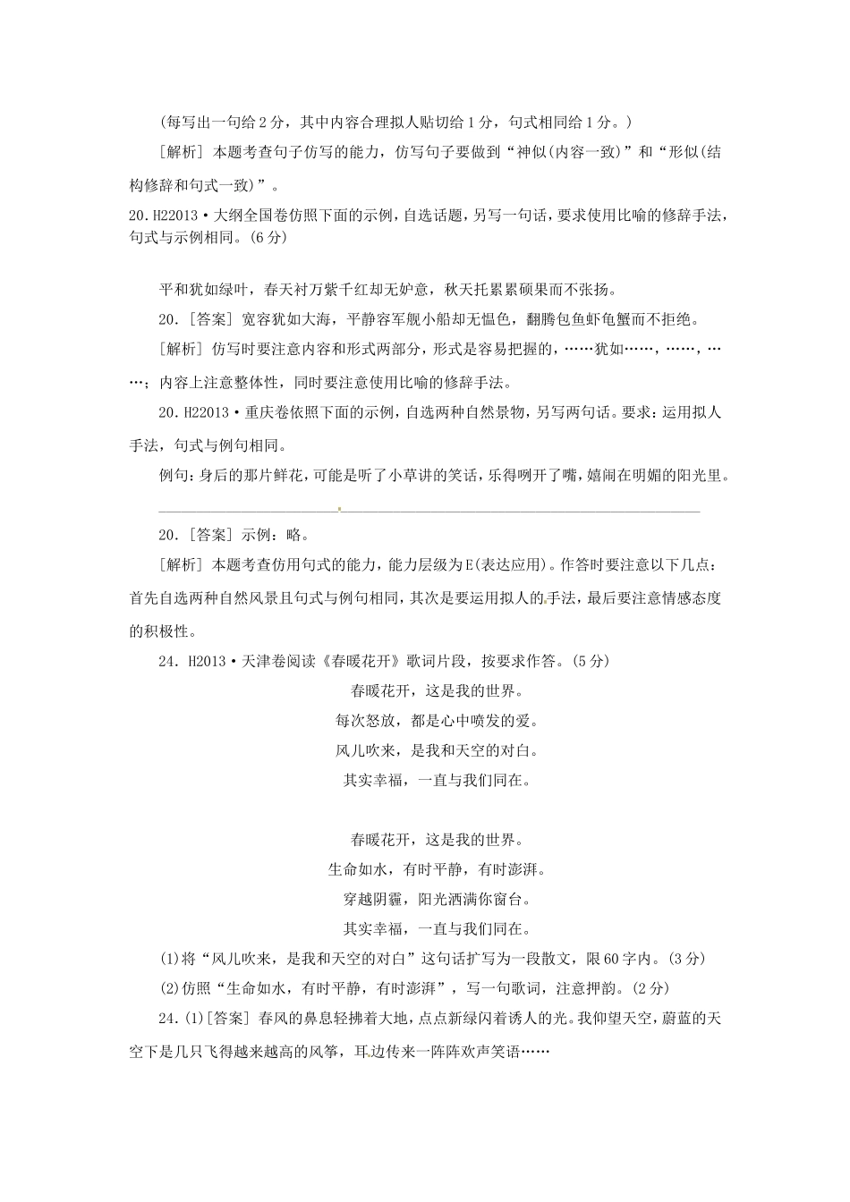 高三语文总复习 重难点突破必备参考资料 句式仿写_第2页