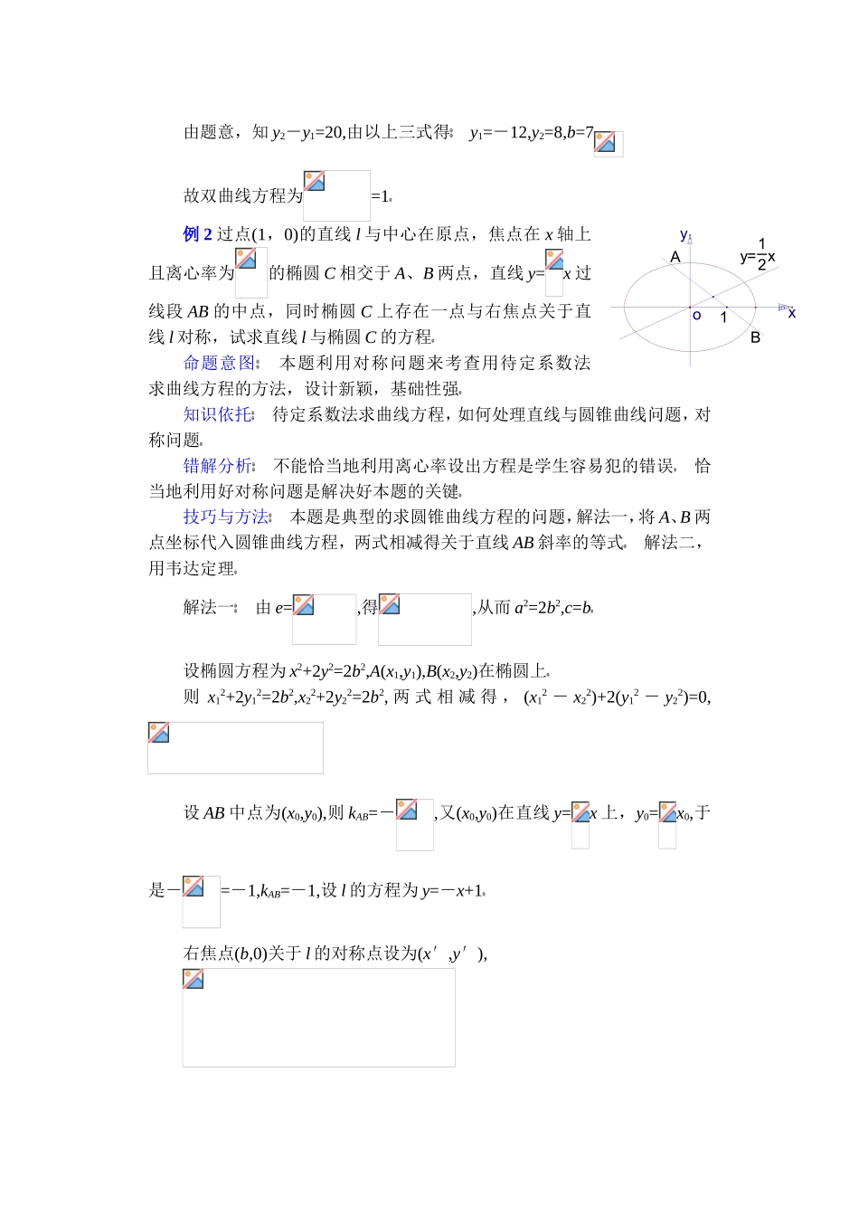 高中数学复习专题讲座(第23讲)关于求圆锥曲线方程的方法_第2页