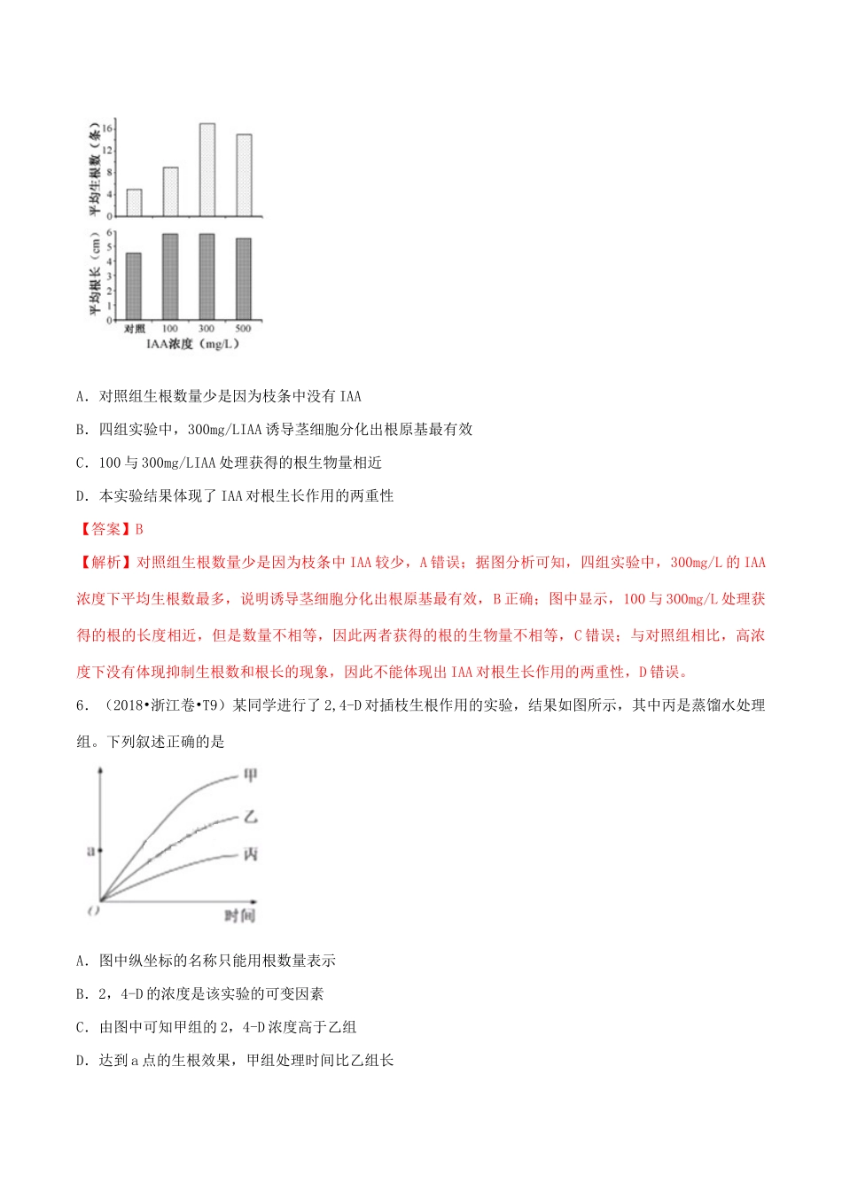 十年高考生物真题分类汇编 专题12 植物的激素调节（含解析）-人教版高三全册生物试题_第3页