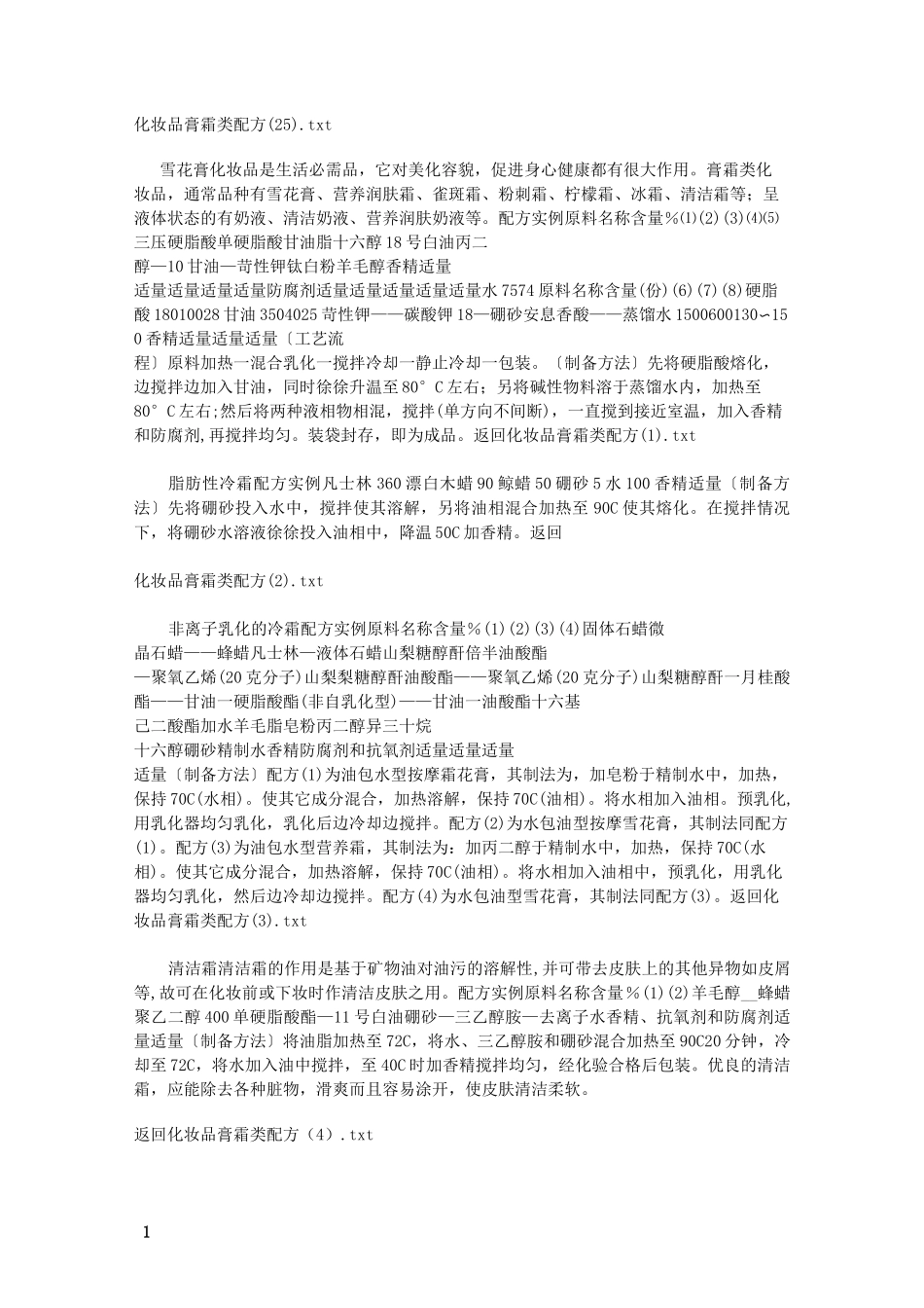 化妆品25种膏霜类配方大全_第1页