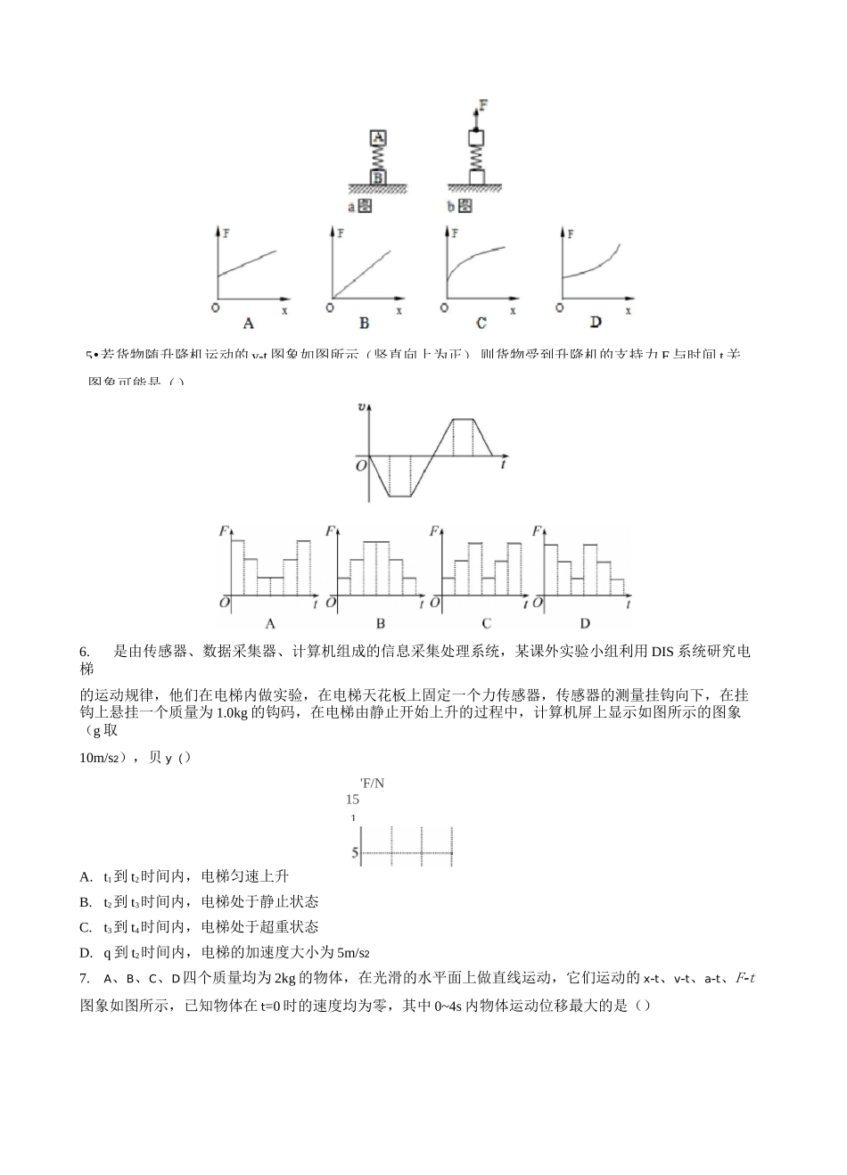 高考复习微专题—F-t和a-t图象习题选编(一) 含答案_第3页