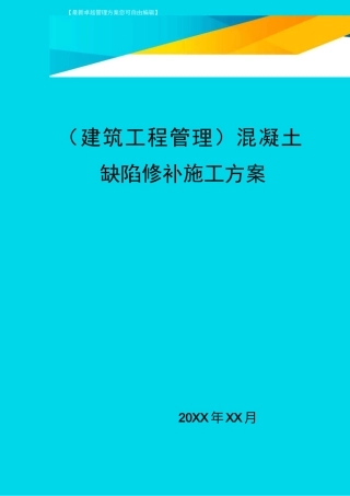 (建筑工程管理)混凝土缺陷修补施工方案