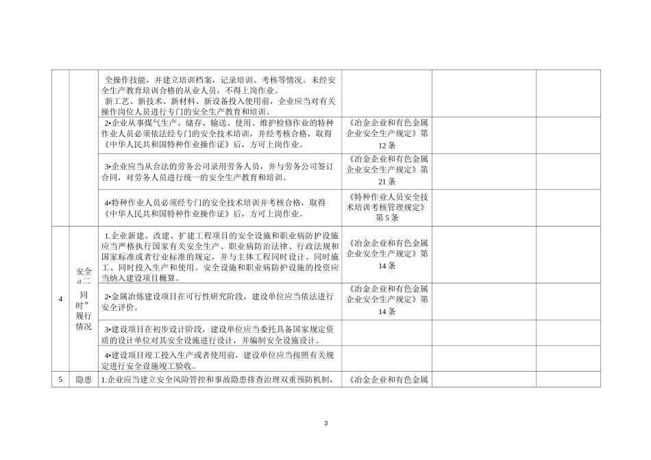 有色金属冶炼、压延加工企业风险评估安全检查表18.8.15_第3页