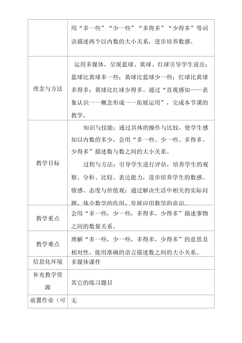 人教新版一年级数学下册《多一些、少一些、多得多、少得多》第一课时优秀获奖公开课教学设计_第2页