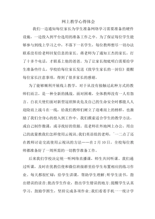 最新网上教学心得体会