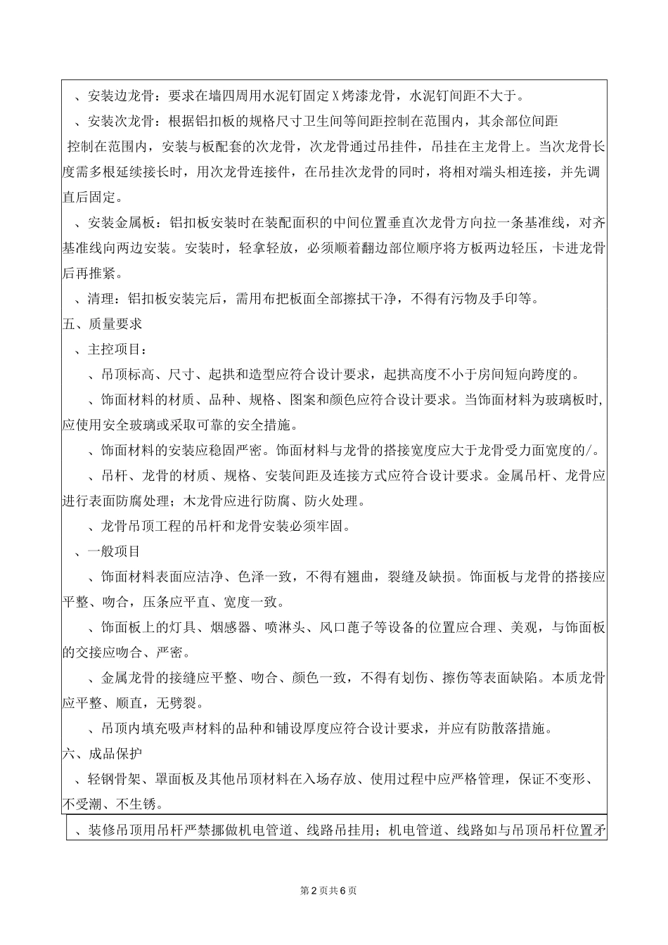 纤维板天花、铝扣天花施工技术交底_第2页