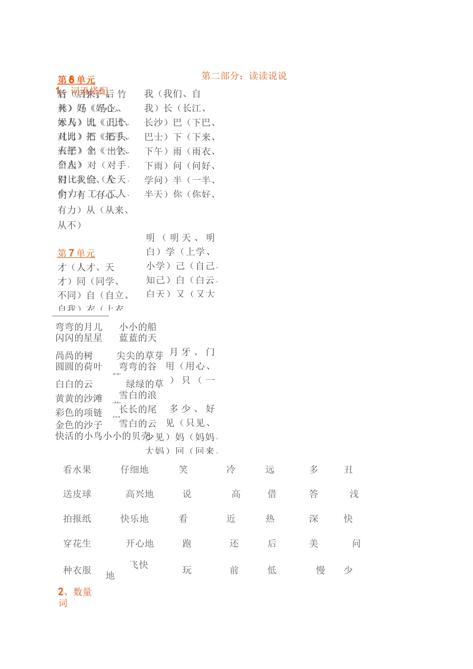 统编语文一年级上册期末复习知识点汇总_第2页