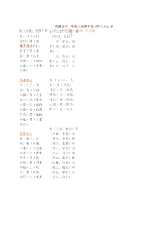 统编语文一年级上册期末复习知识点汇总