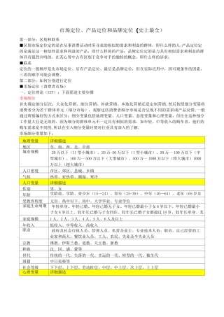 市场定位、产品定位和品牌定位(最全)