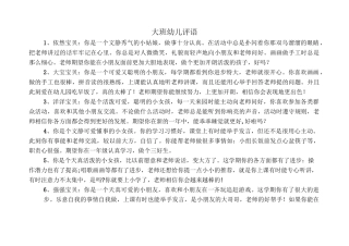 大班幼儿评语