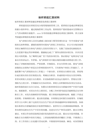 标杆班组汇报材料