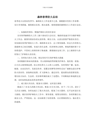 森林春季防火总结