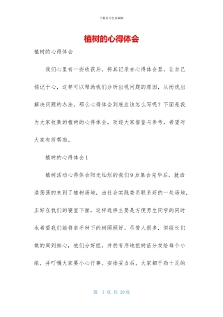 植树的心得体会