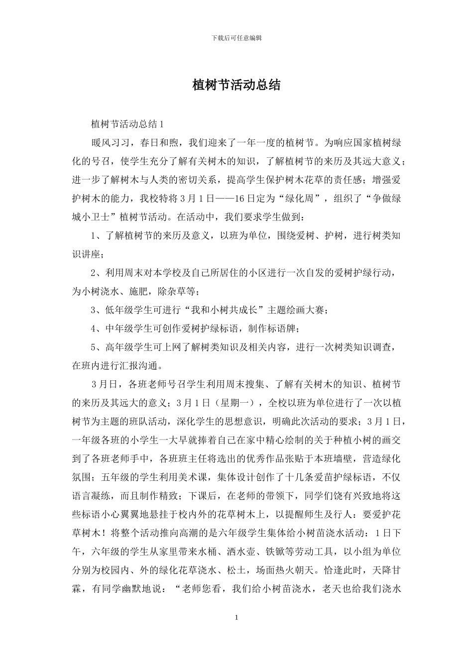 植树节活动总结-1_第1页