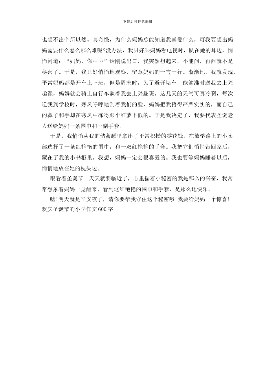 欢庆圣诞节的小学作文600字_第3页