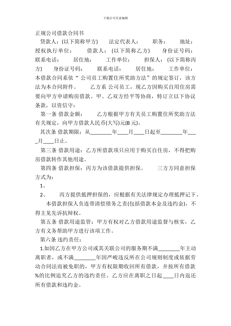 正规公司借款合同书_第2页