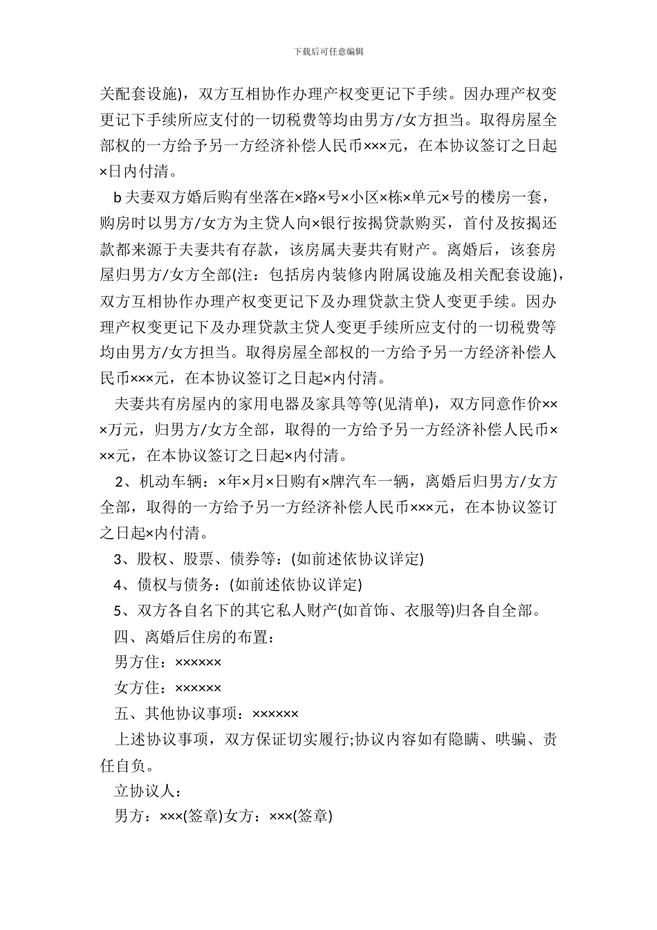 正规模板自愿离婚协议书_第3页