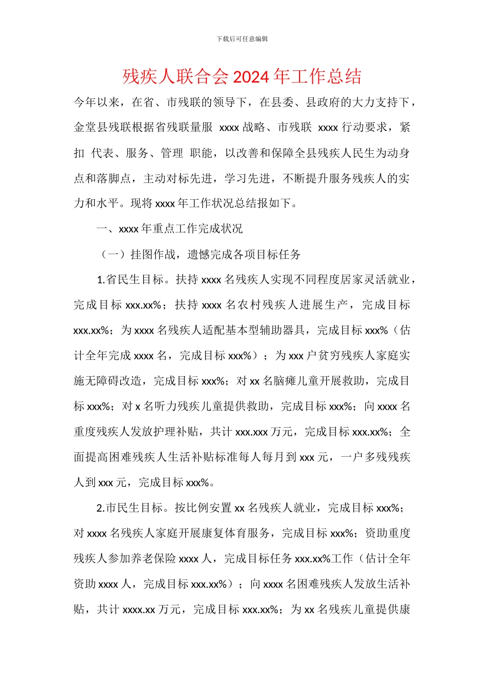 残疾人联合会2024年工作总结_第1页