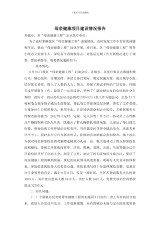 母亲健康项目建设情况报告