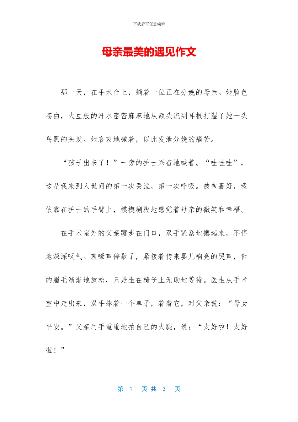 母亲最美的遇见作文_第1页