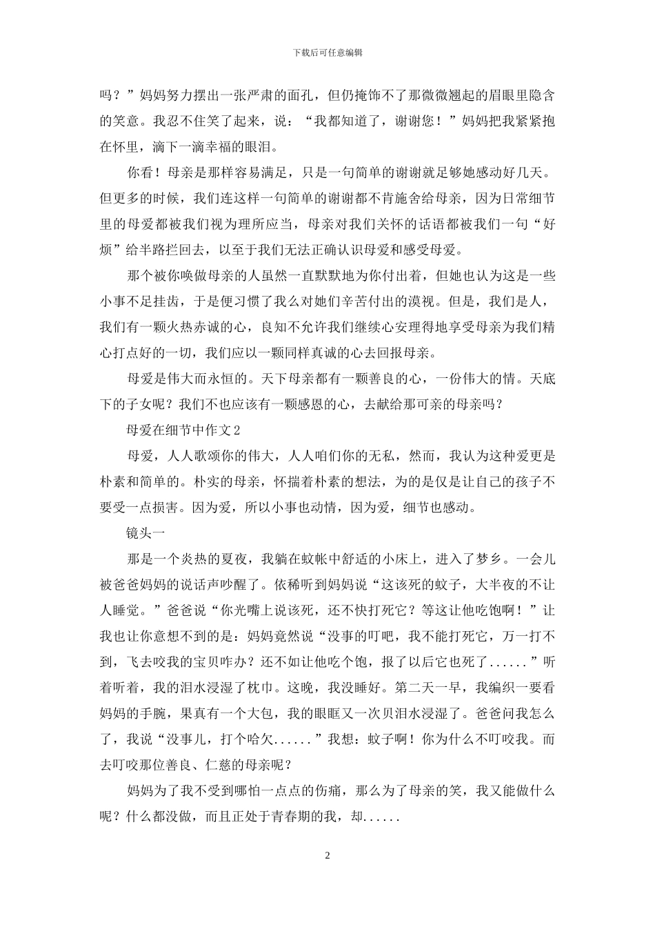 母爱在细节中作文_第2页