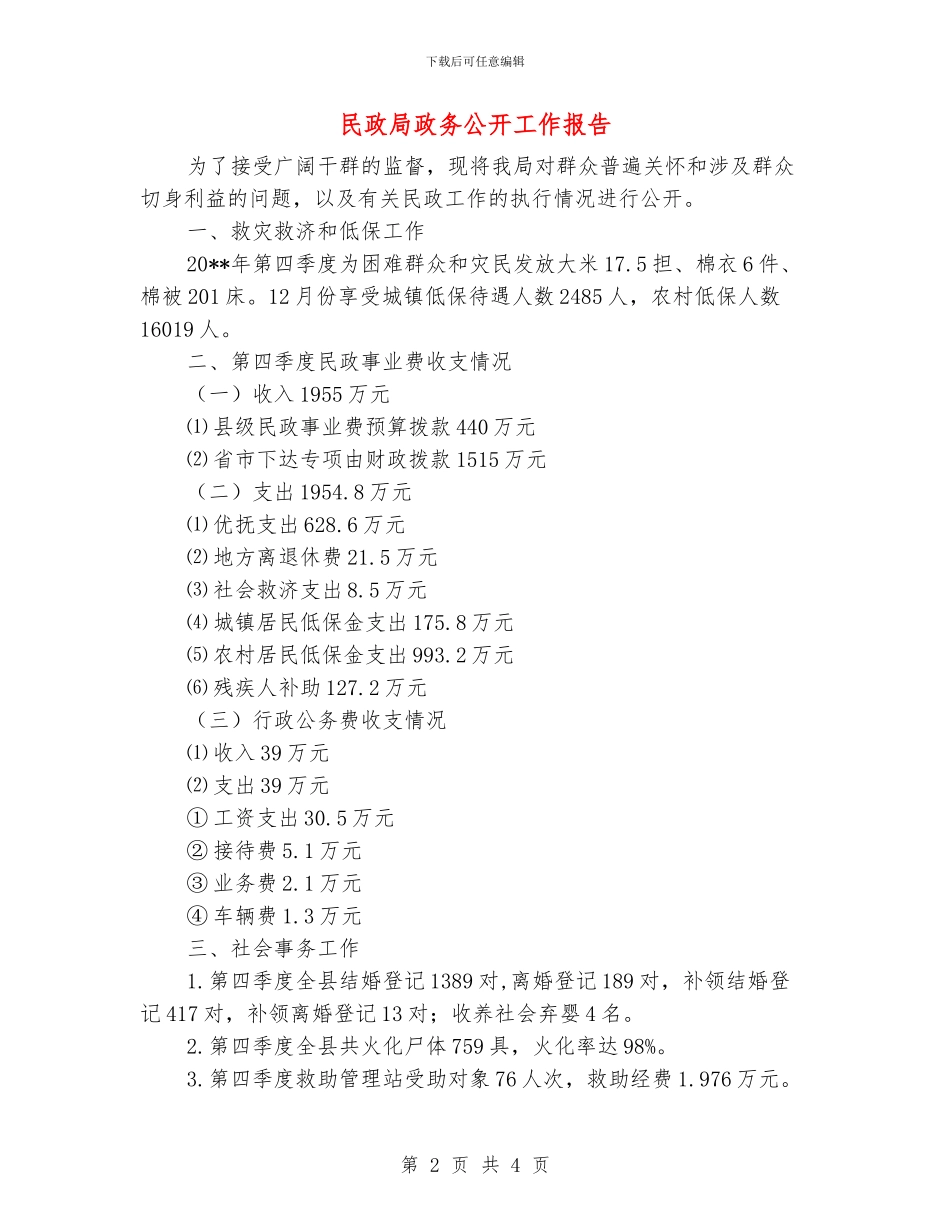 民政局政务公开工作报告_第2页