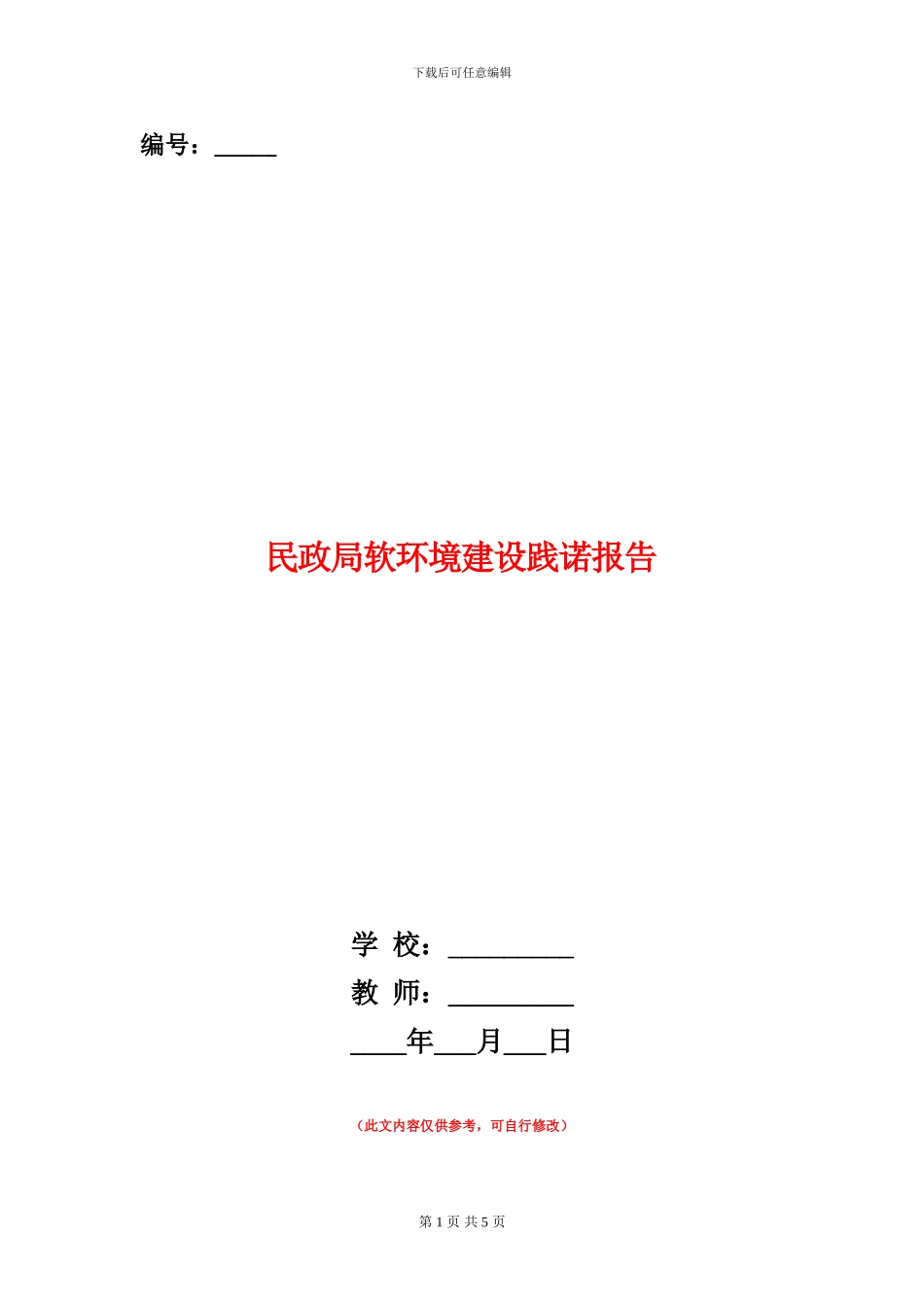 民政局软环境建设践诺报告_第1页