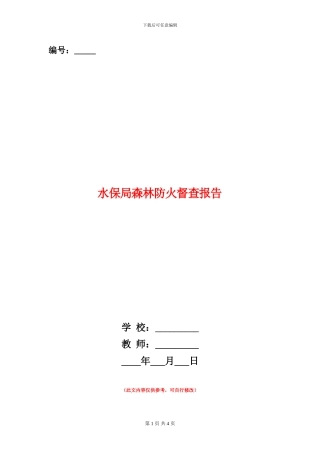 水保局森林防火督查报告
