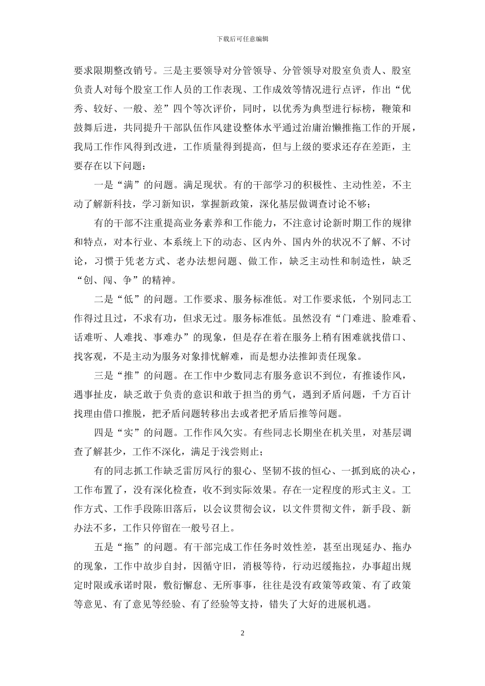 水务系统开展治理庸懒散工作自查报告_第2页