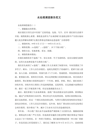 水处理调查报告范文