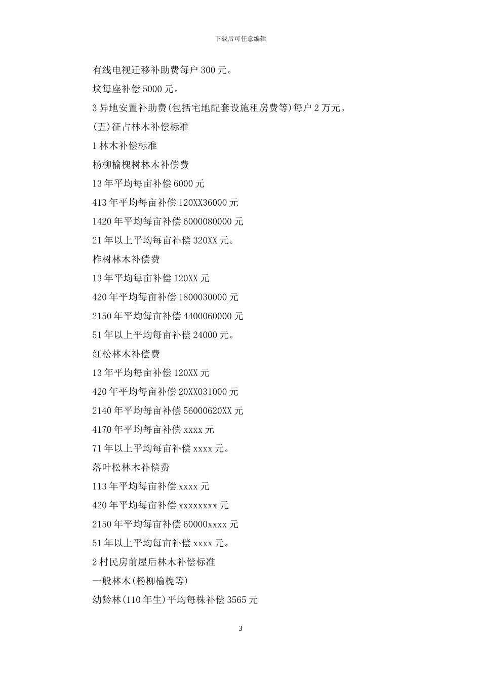 水库搬迁移民补偿标准_第3页